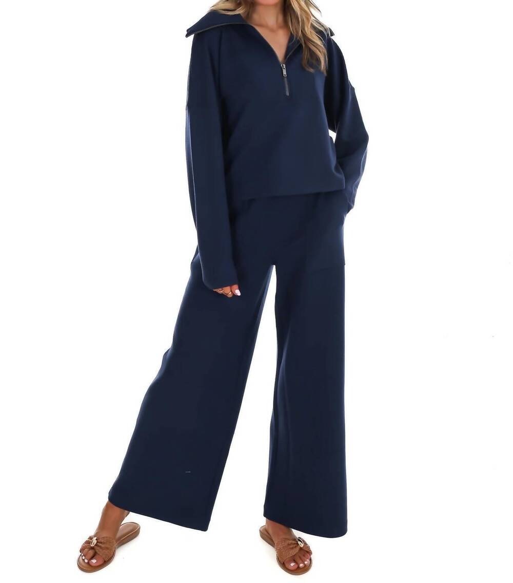 NEW SPANX french rib half zip pullover sweatshirt in timeless navy